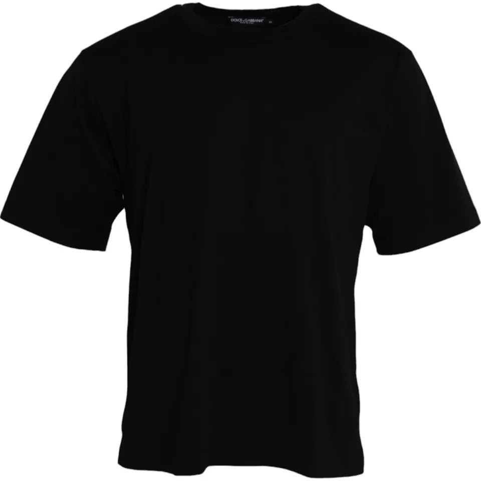 Dolce & Gabbana Black Logo Embossed Cotton Crew Neck Men's T-shirt