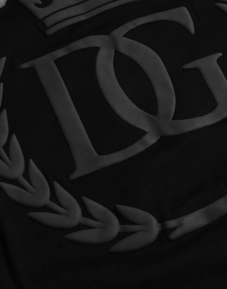 Dolce & Gabbana Black Logo Embossed Cotton Crew Neck Men's T-shirt