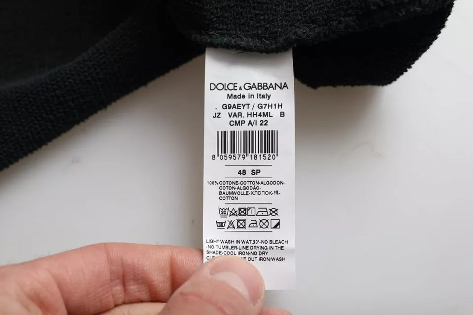 Dolce & Gabbana Black Cotton Hooded Short Sleeves Cropped Men's T-shirt