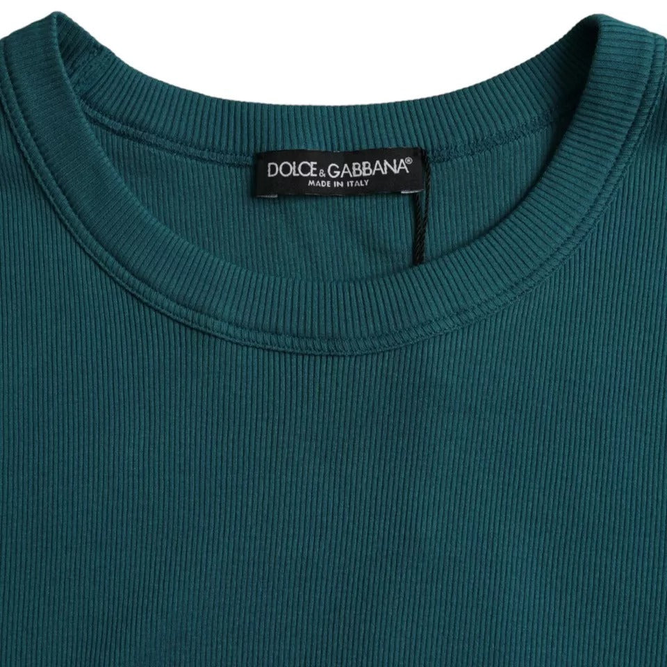 Dolce & Gabbana Blue Green Cotton Round Neck Short Sleeves Men's T-shirt