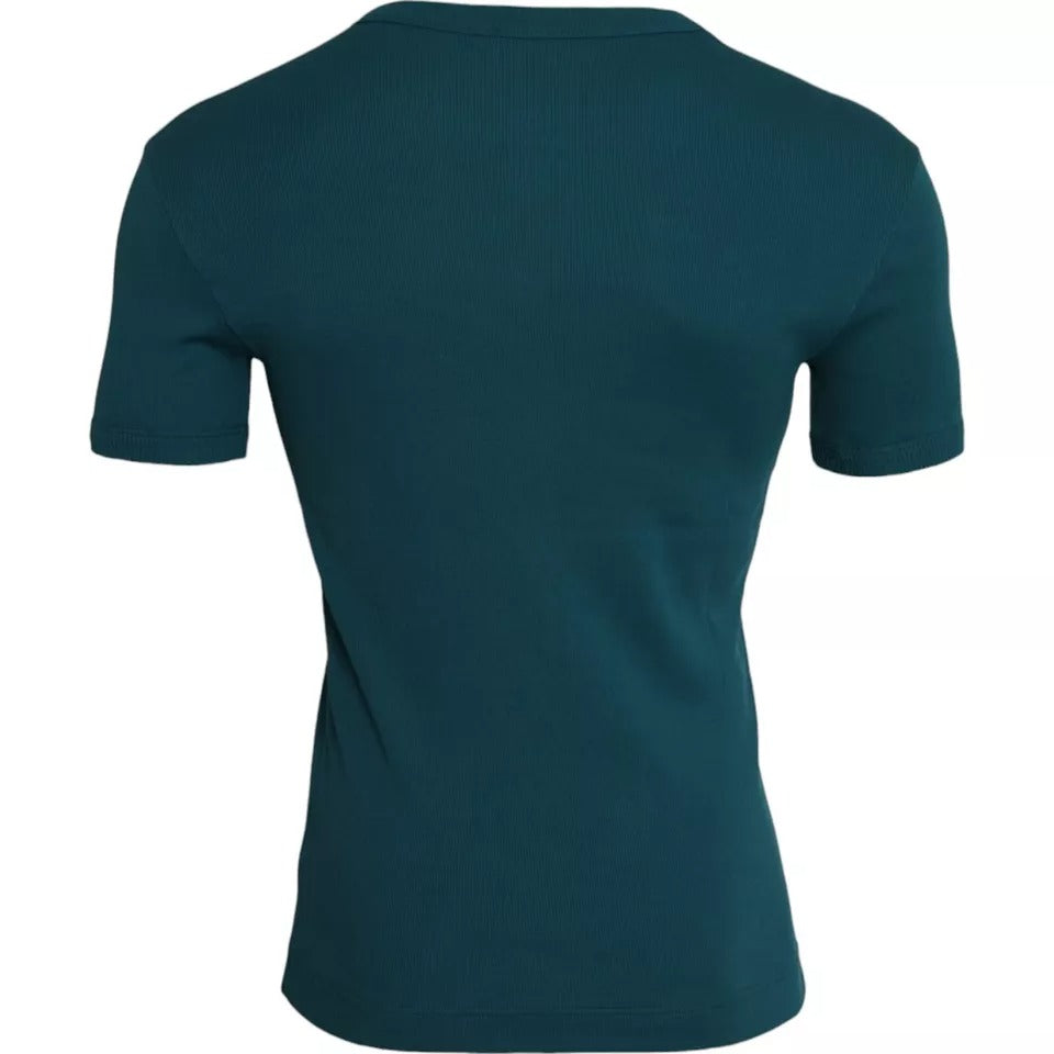 Dolce & Gabbana Blue Green Cotton Round Neck Short Sleeves Men's T-shirt