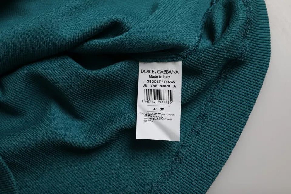 Dolce & Gabbana Blue Green Cotton Round Neck Short Sleeves Men's T-shirt