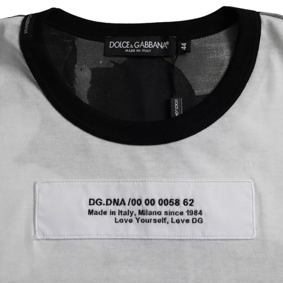 Dolce & Gabbana Black White Camouflage Round Neck Men's T-shirt