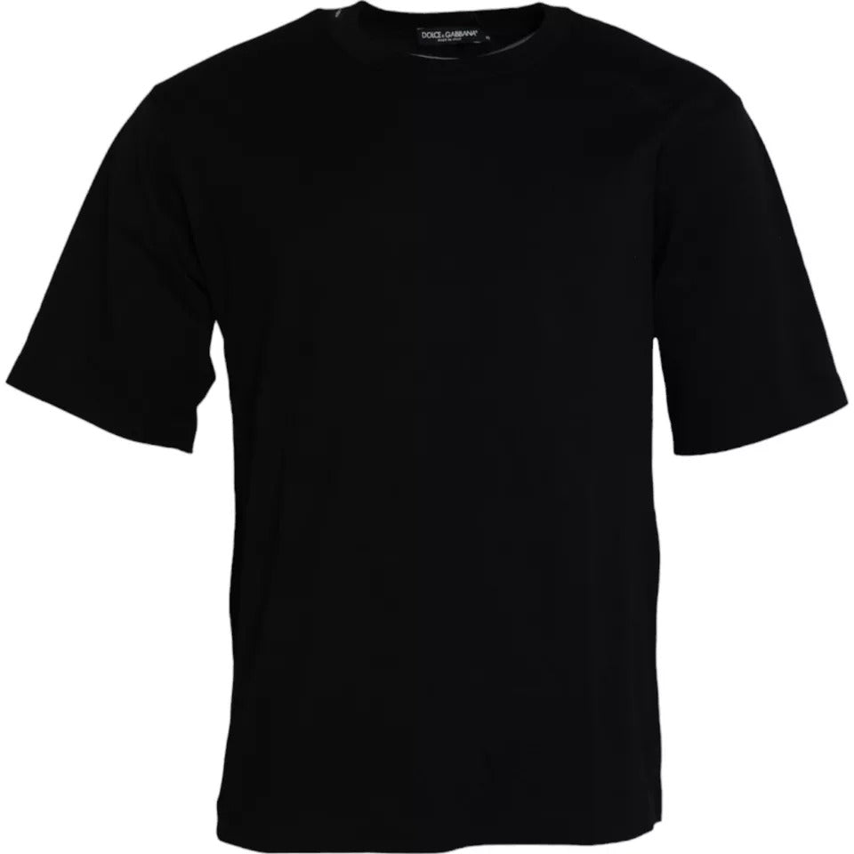 Dolce & Gabbana Black Logo Embossed Cotton Crew Neck Men's T-shirt (Pre-Owned)