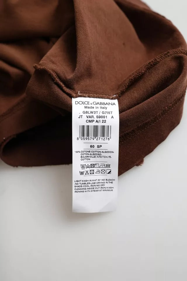 Dolce & Gabbana Brown Color Splash Cotton Crew Neck Men's T-shirt