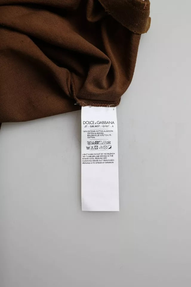 Dolce & Gabbana Brown Color Splash Cotton Crew Neck Men's T-shirt