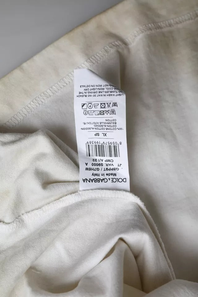 Dolce & Gabbana Off White Logo Cotton Crew Neck Men's T-shirt