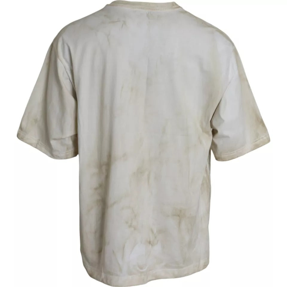 Dolce & Gabbana Off White Logo Cotton Crew Neck Men's T-shirt