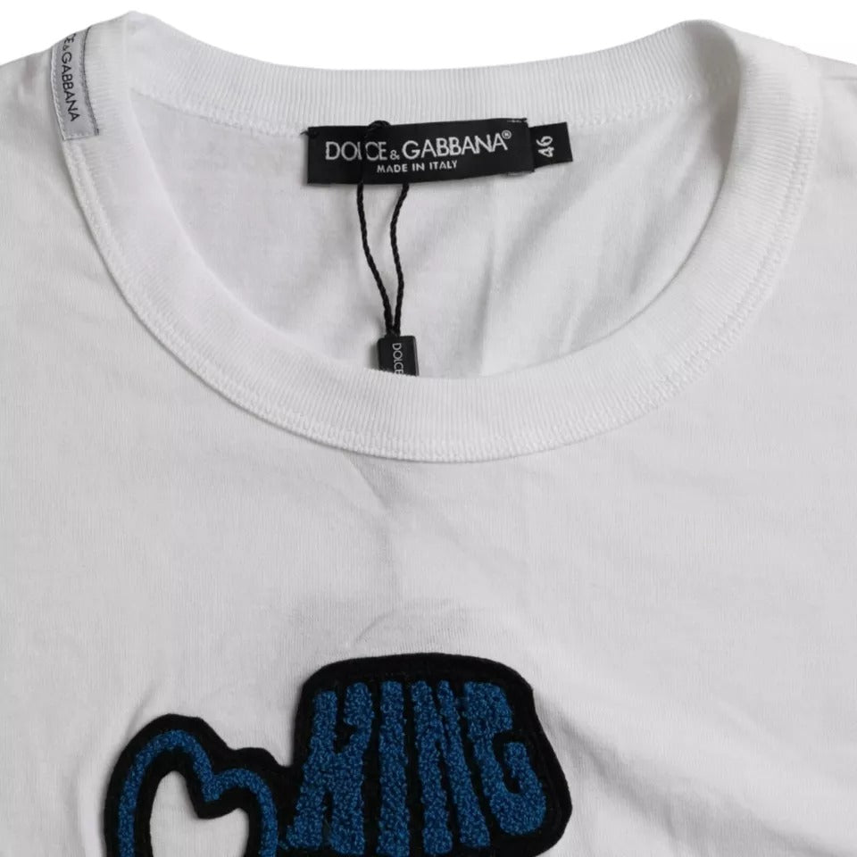 Dolce & Gabbana White King Of Love Round Neck Short Sleeves Men's T-shirt