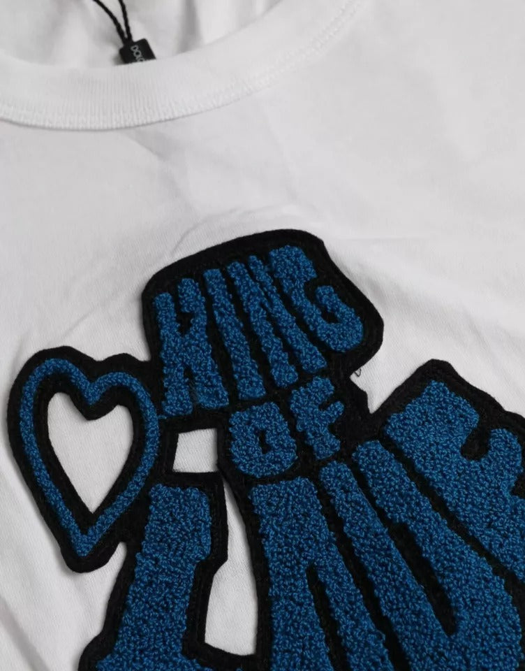 Dolce & Gabbana White King Of Love Round Neck Short Sleeves Men's T-shirt