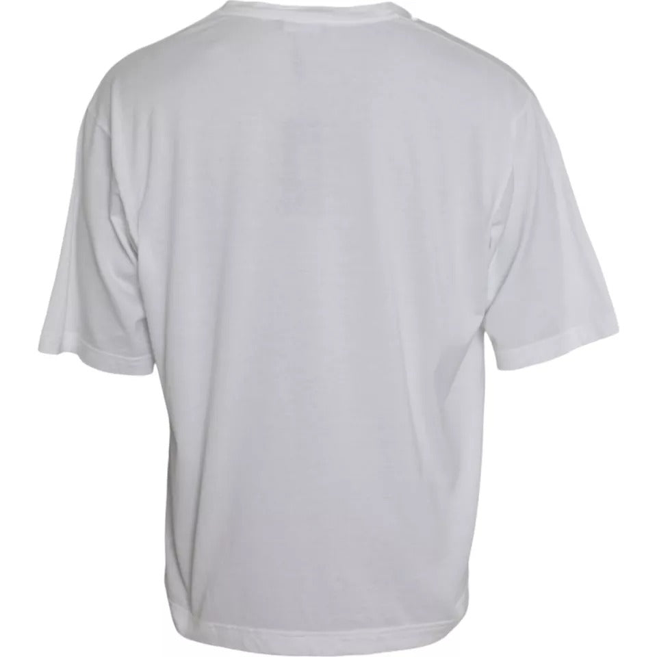 Dolce & Gabbana White Cotton Round Neck Short Sleeve Men's T-shirt