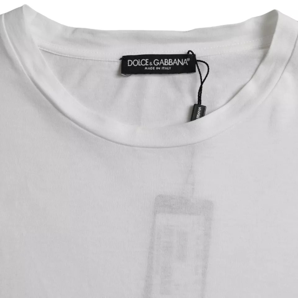 Dolce & Gabbana White Cotton Round Neck Short Sleeve Men's T-shirt