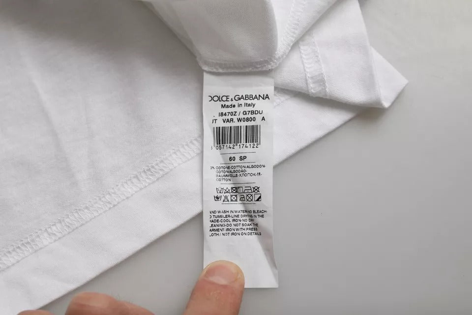 Dolce & Gabbana White Cotton Round Neck Short Sleeve Men's T-shirt
