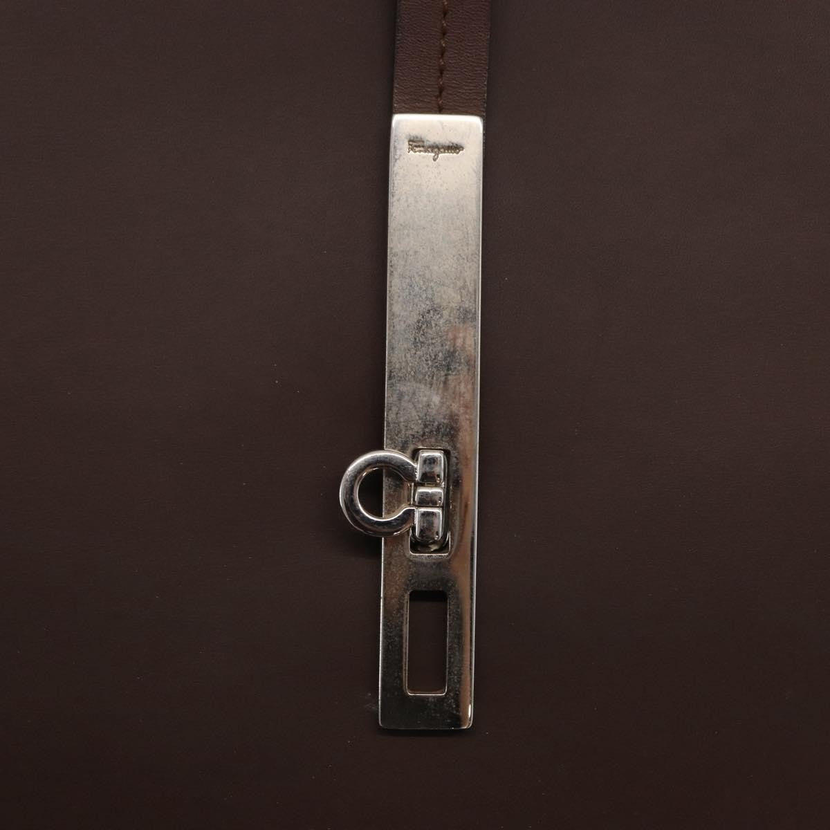 Salvatore Ferragamo Gancini Leather Brown Leather Shoulder Bag Bag (Pre-Owned)