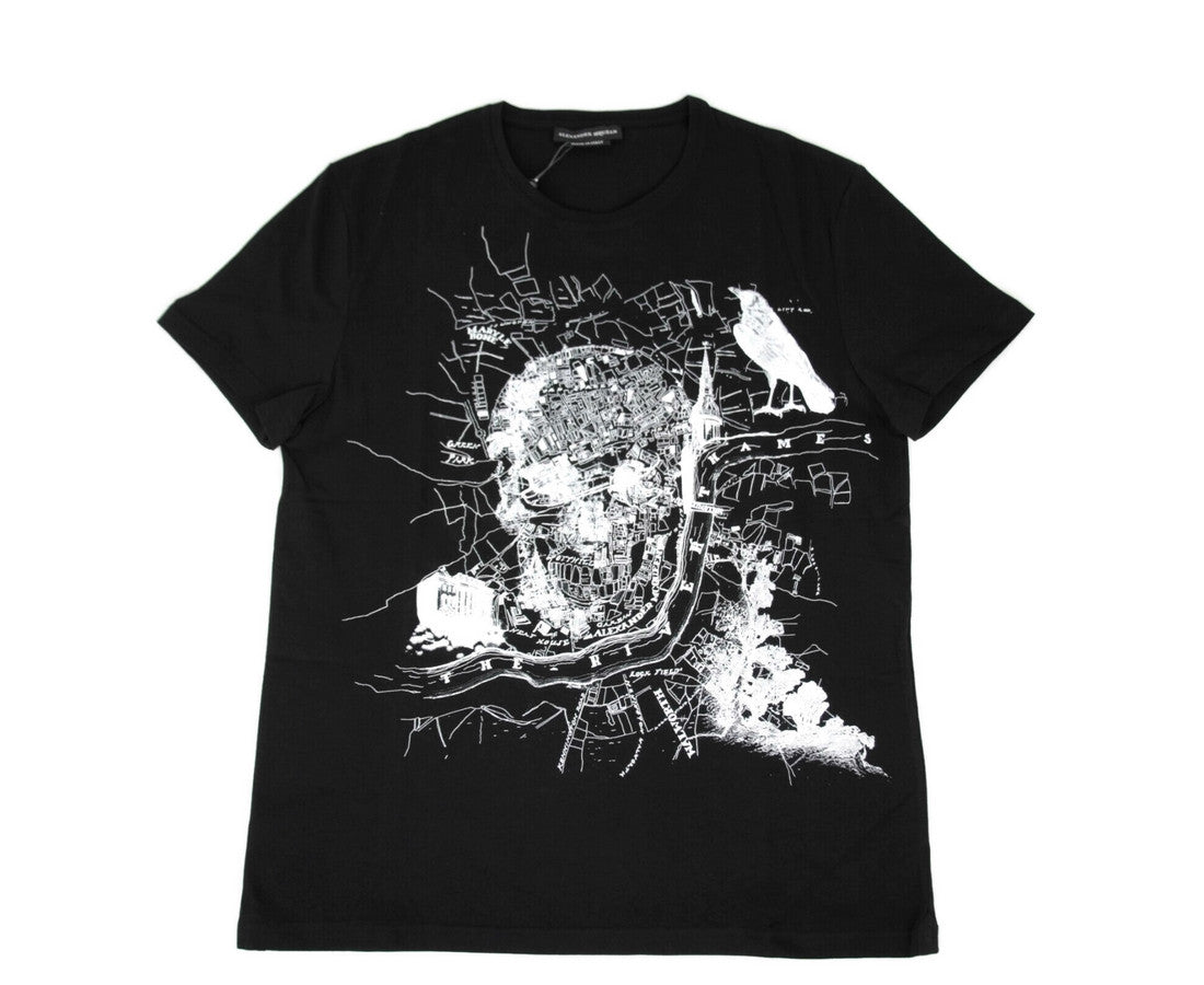 Alexander McQueen Men's Black Organic Skull Print T-Shirt