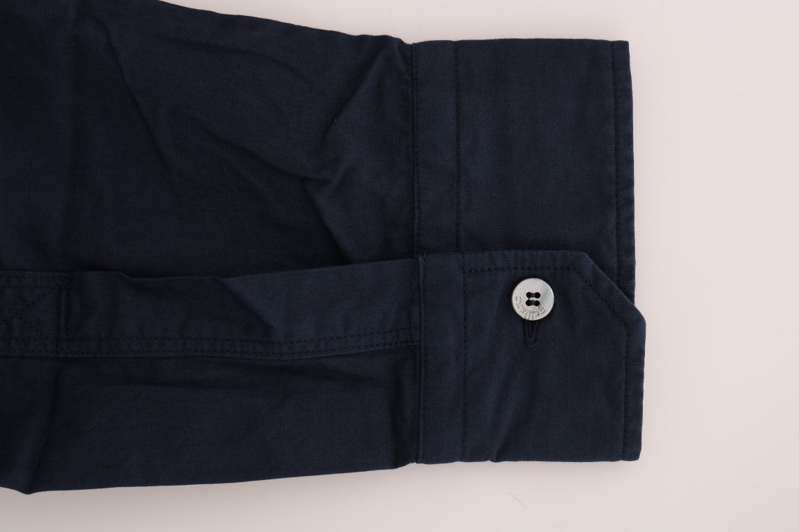 John Galliano Blue Casual Cotton Long Sleeve Men's Shirt