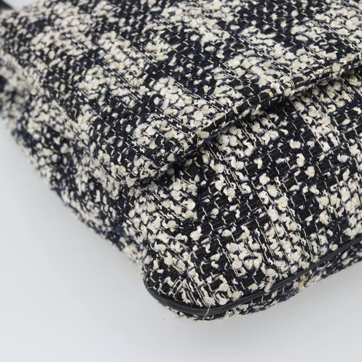Chanel Camellia Messenger Tweed Black Tweed Shoulder Bag Bag (Pre-Owned)