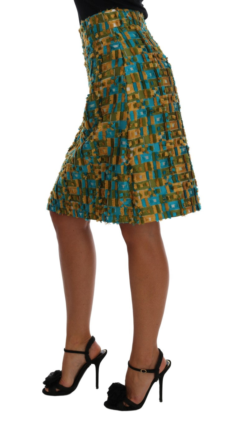 Dolce & Gabbana Multicolor Jacquard Straight Pencil Women's Skirt