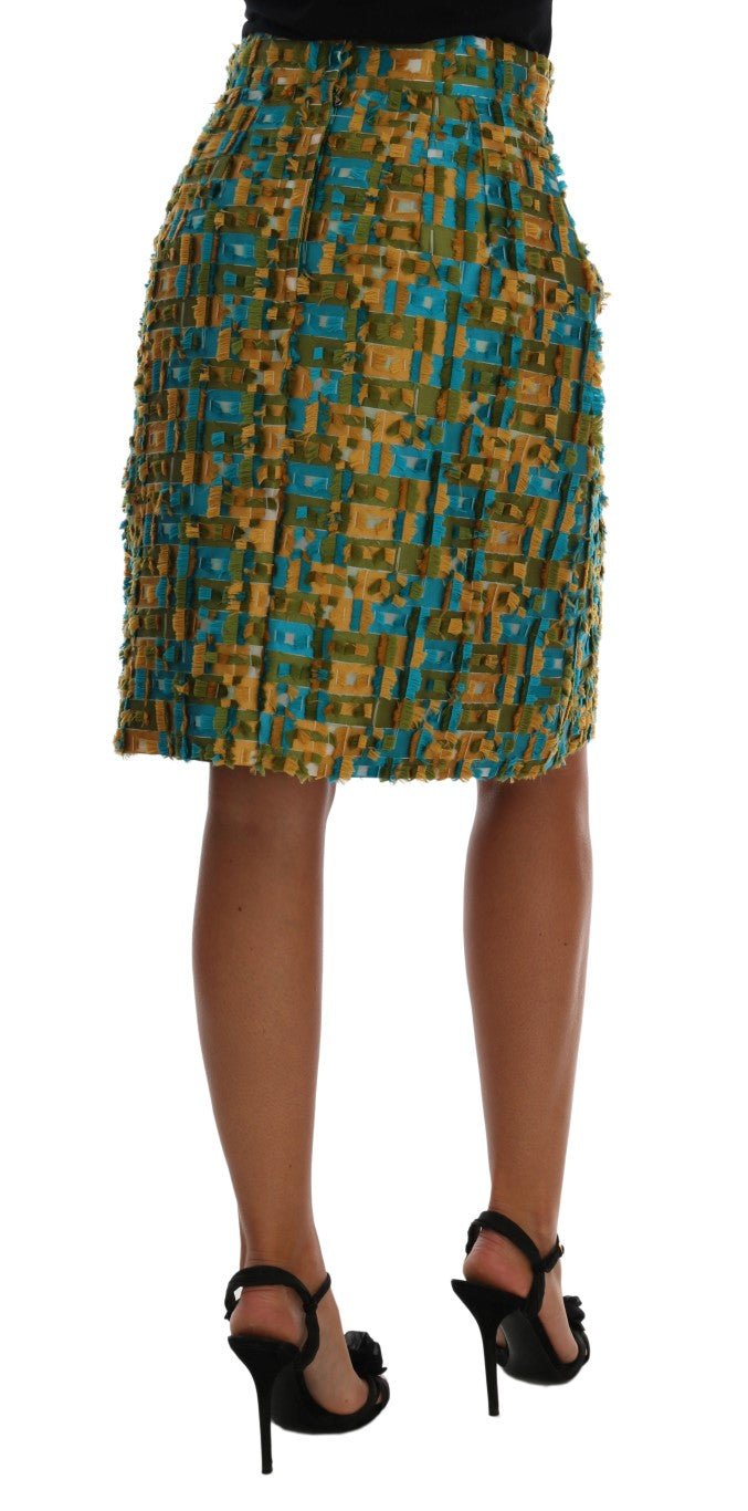 Dolce & Gabbana Multicolor Jacquard Straight Pencil Women's Skirt