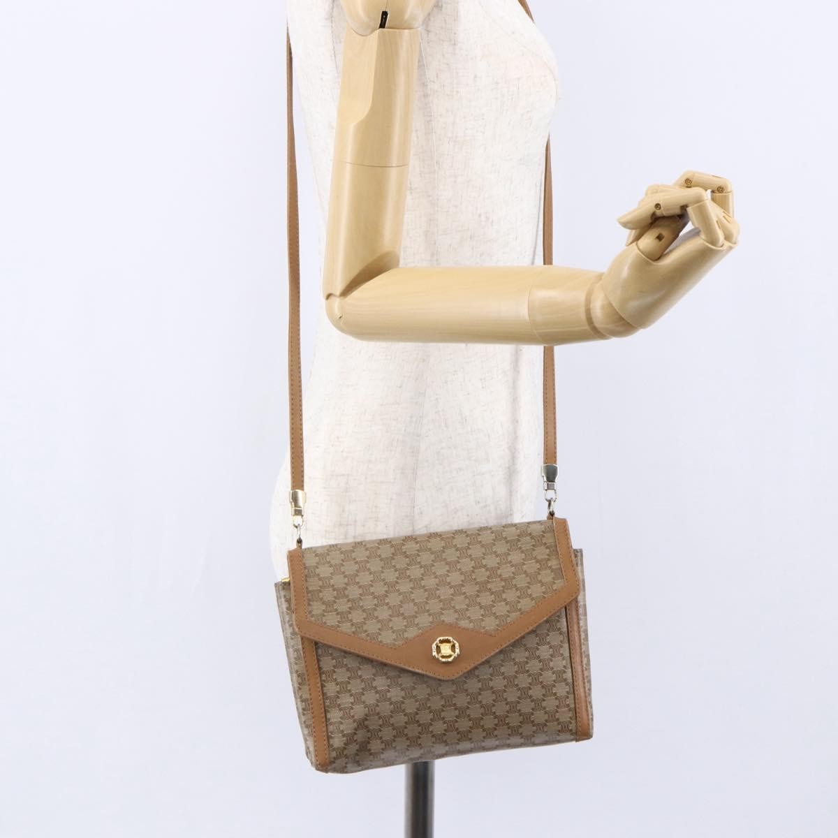 Celine Vintage Macadam Canvas And Leather Beige Canvas Shoulder Bag Bag (Pre-Owned)