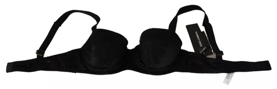 Dolce & Gabbana Black Silk Lace Balconcino Bra Women's Underwear