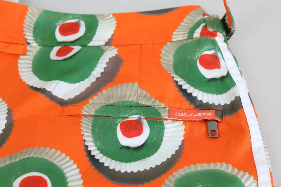 Dolce & Gabbana Orange Cupcake Beachwear Shorts Men's Swimwear