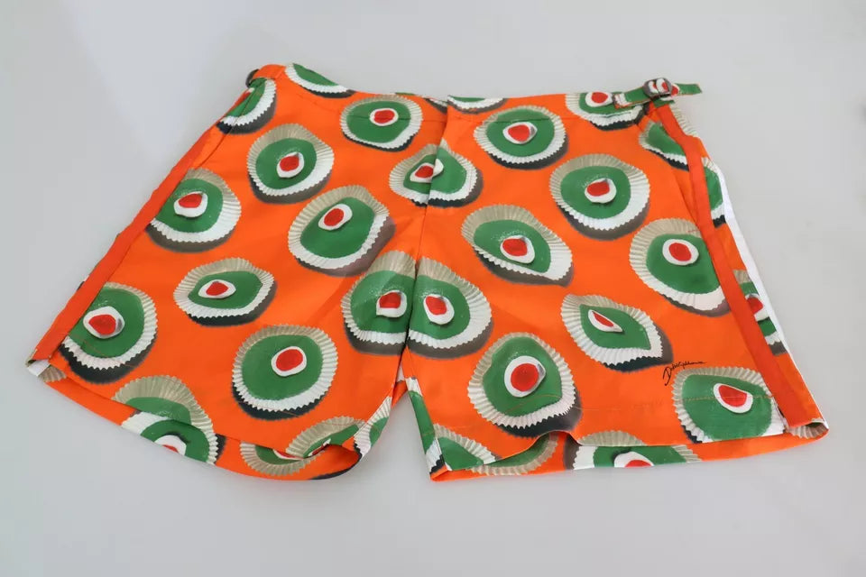 Dolce & Gabbana Orange Cupcake Beachwear Shorts Men's Swimwear