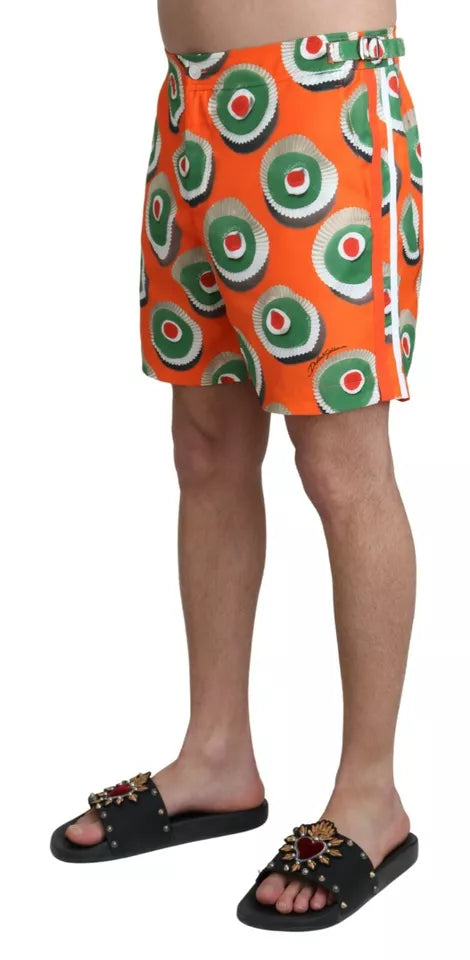 Dolce & Gabbana Orange Cupcake Beachwear Shorts Men's Swimwear