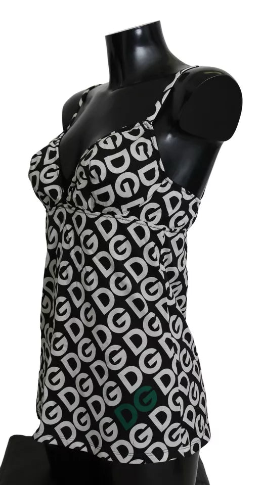 Dolce & Gabbana Black DG Mania Print Sleeveless Women's Swimwear
