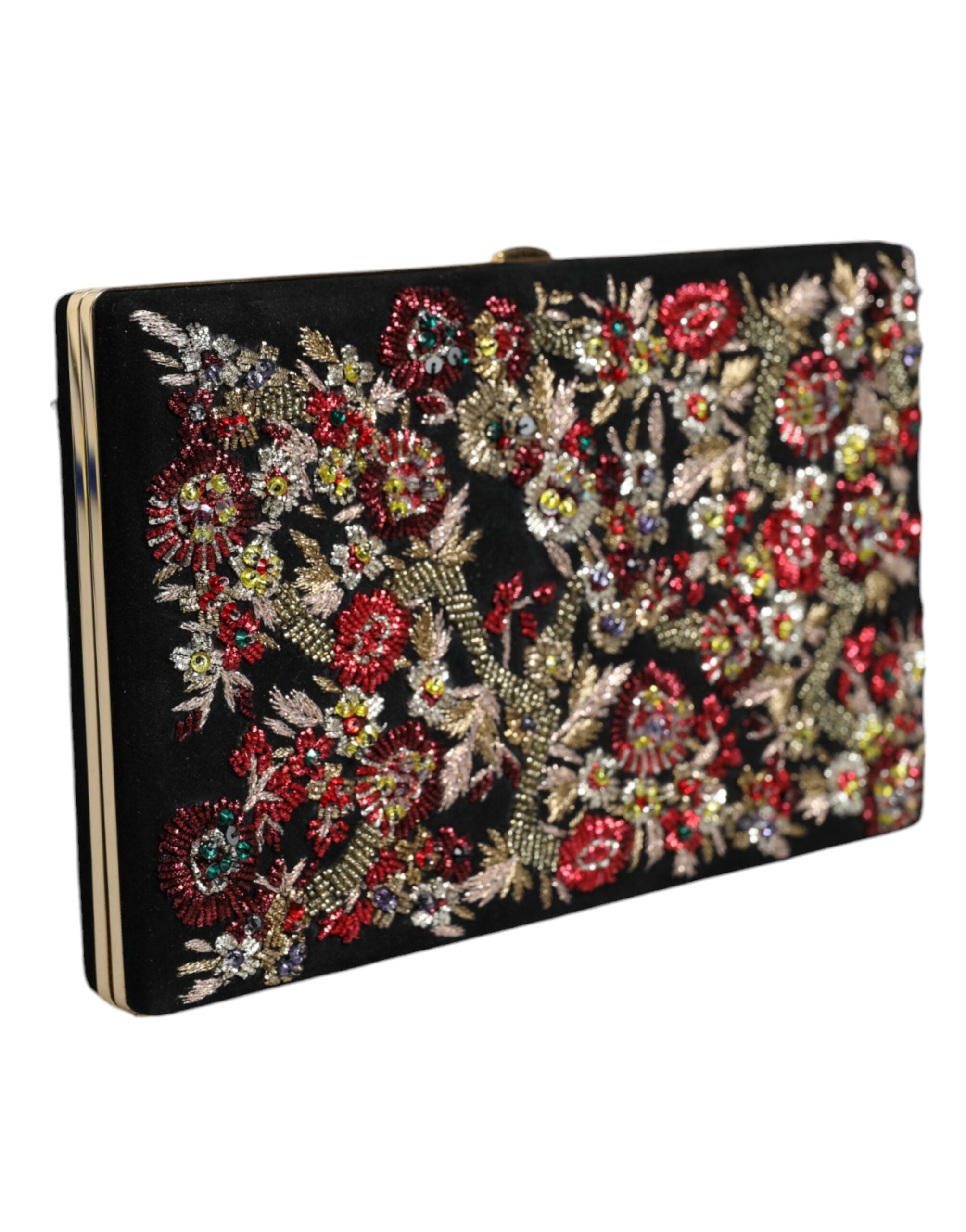 Dolce & Gabbana Multicolor Floral Gold Frame Clutch Evening Purse Women's Bag