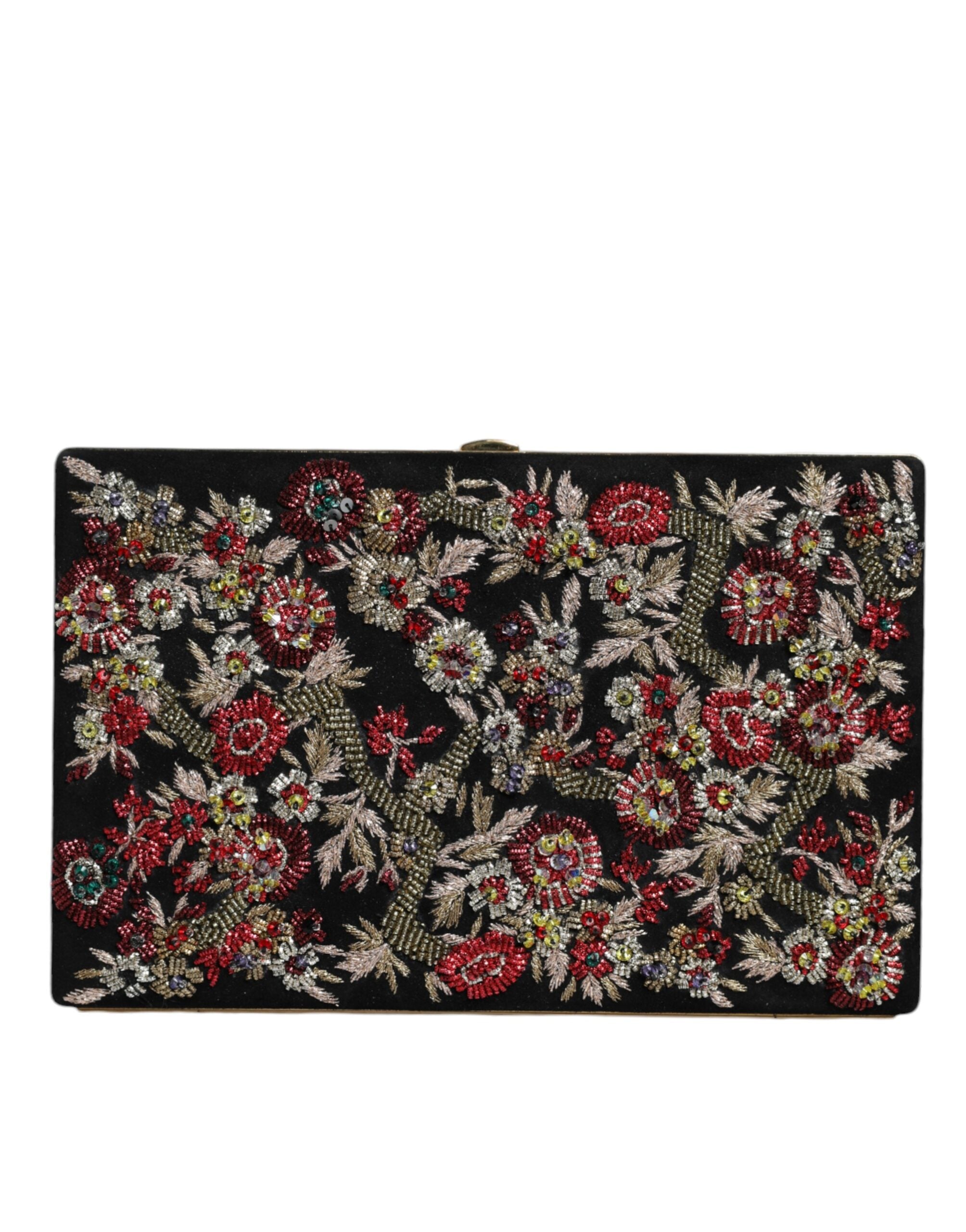 Dolce & Gabbana Multicolor Floral Gold Frame Clutch Evening Purse Women's Bag