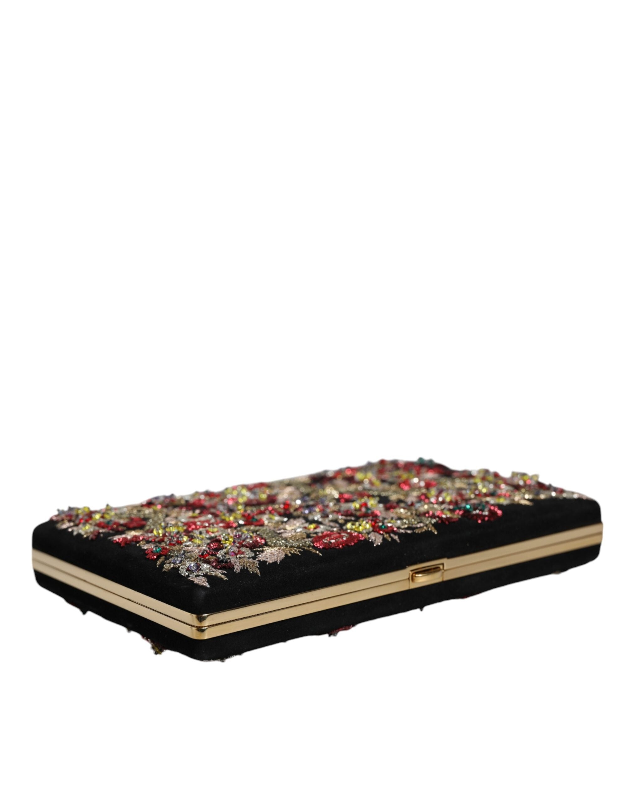 Dolce & Gabbana Multicolor Floral Gold Frame Clutch Evening Purse Women's Bag
