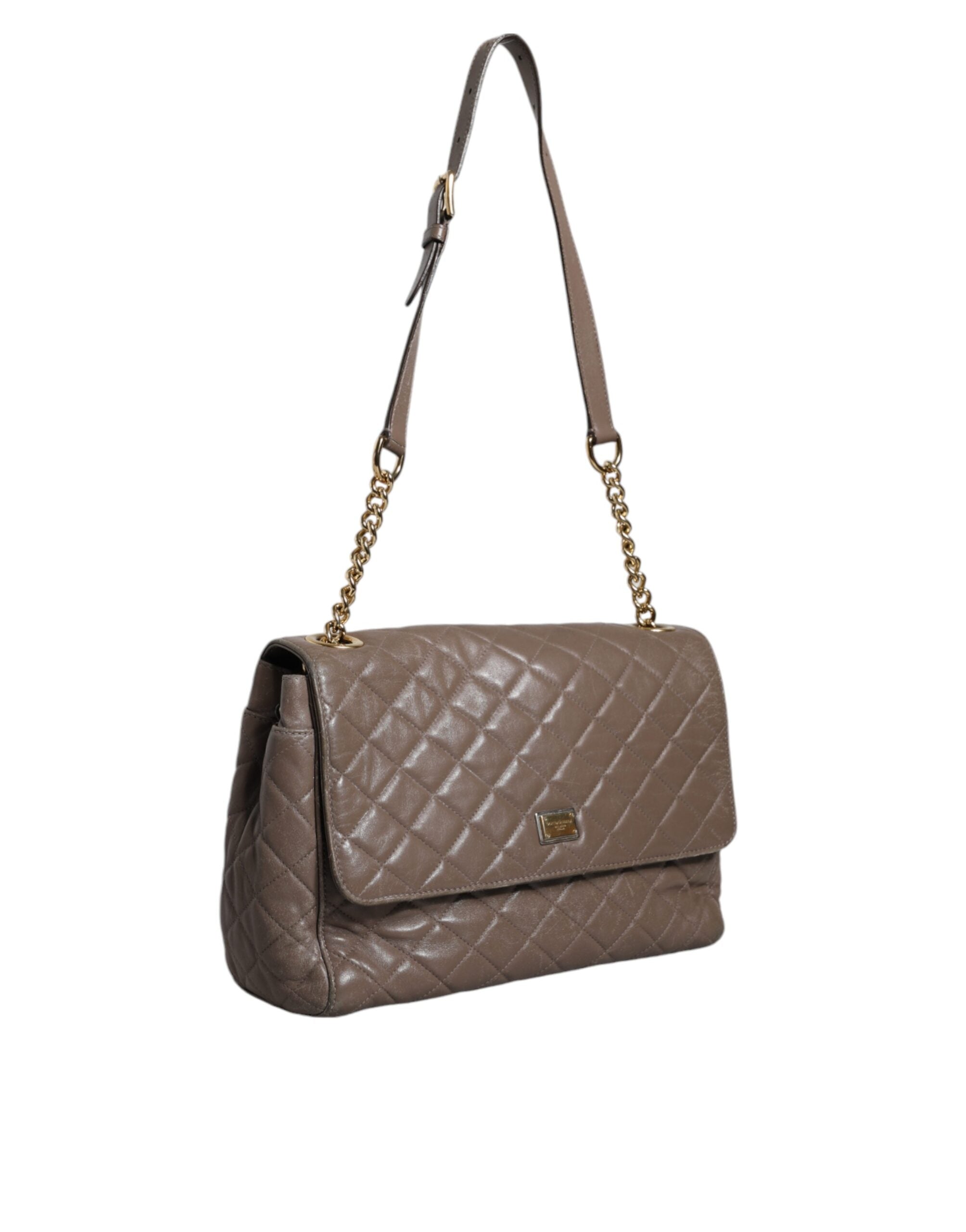 Dolce & Gabbana Brown Quilted Leather Shoulder Purse Satchel Women's Bag (Pre-Owned)