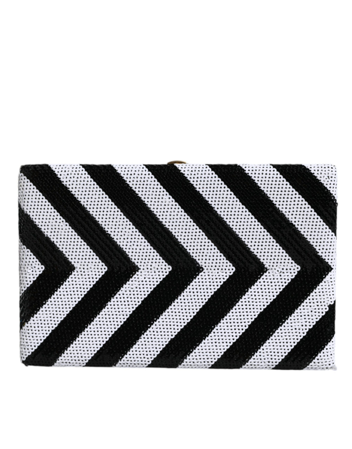 Dolce & Gabbana Black White Gold Frame Clutch Evening Party Purse Women's Bag