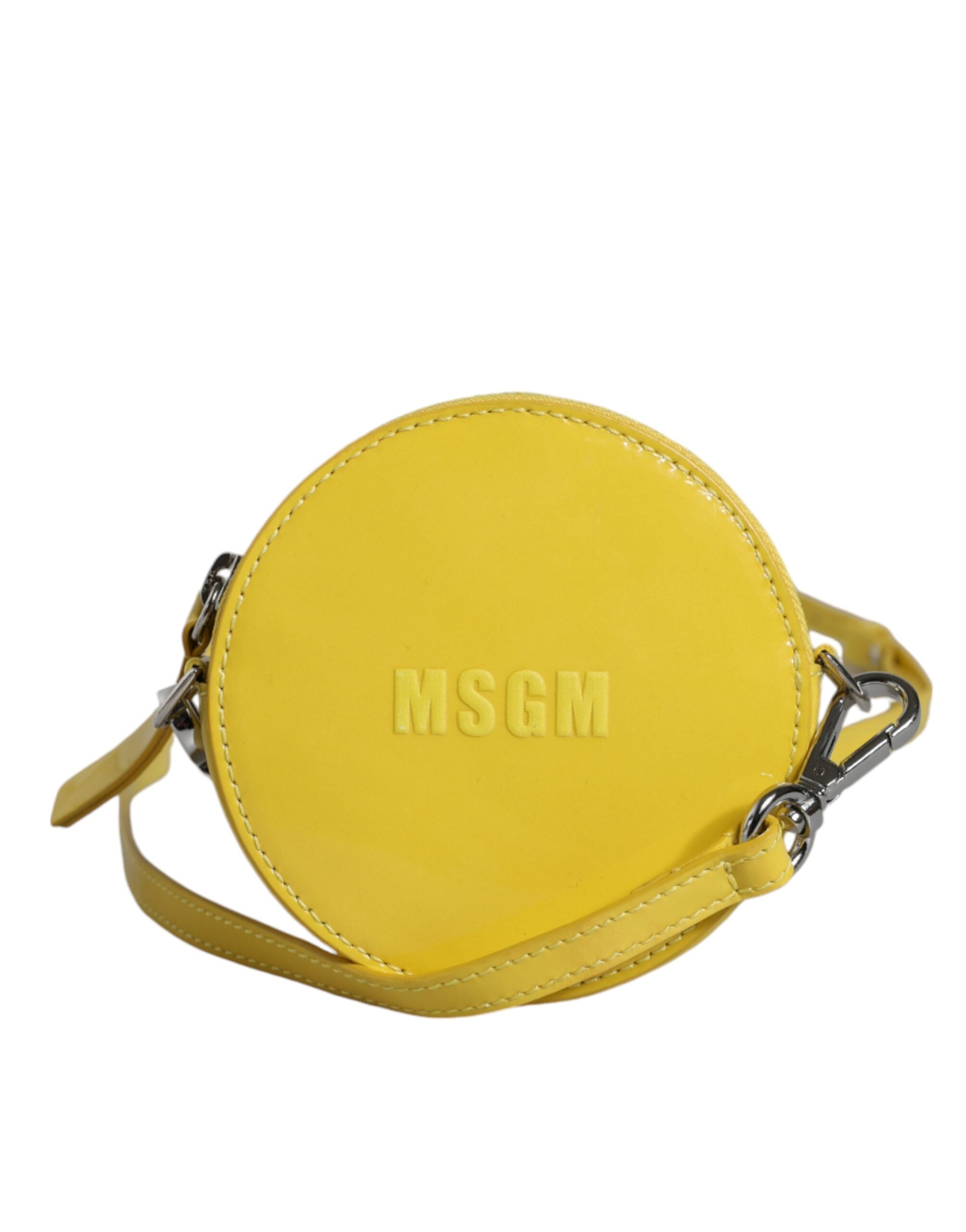 MSGM Yellow Leather Logo Crossbody Sling Shoulder Round Women's Bag (Pre-Owned)