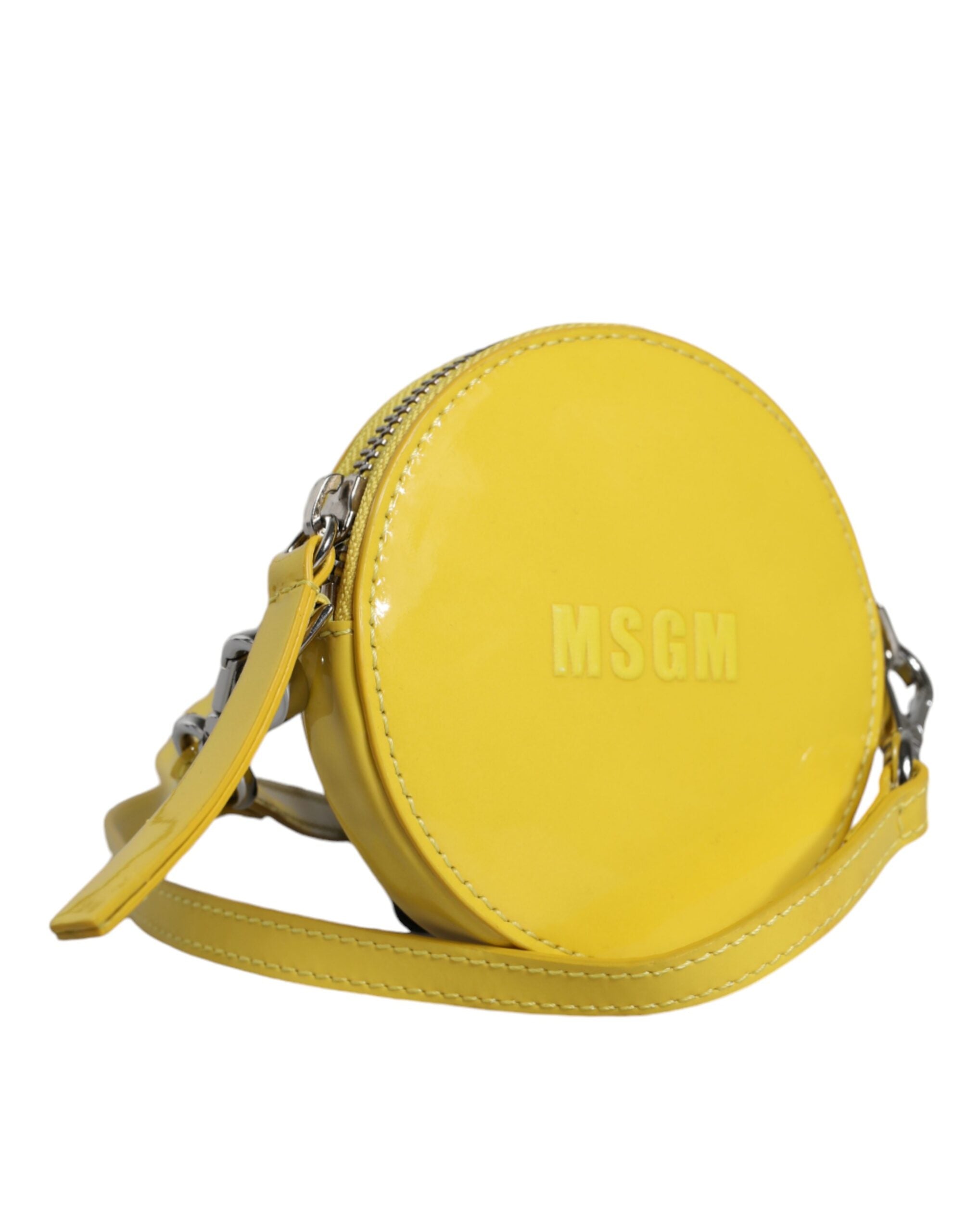 MSGM Yellow Leather Logo Crossbody Sling Shoulder Round Women's Bag (Pre-Owned)