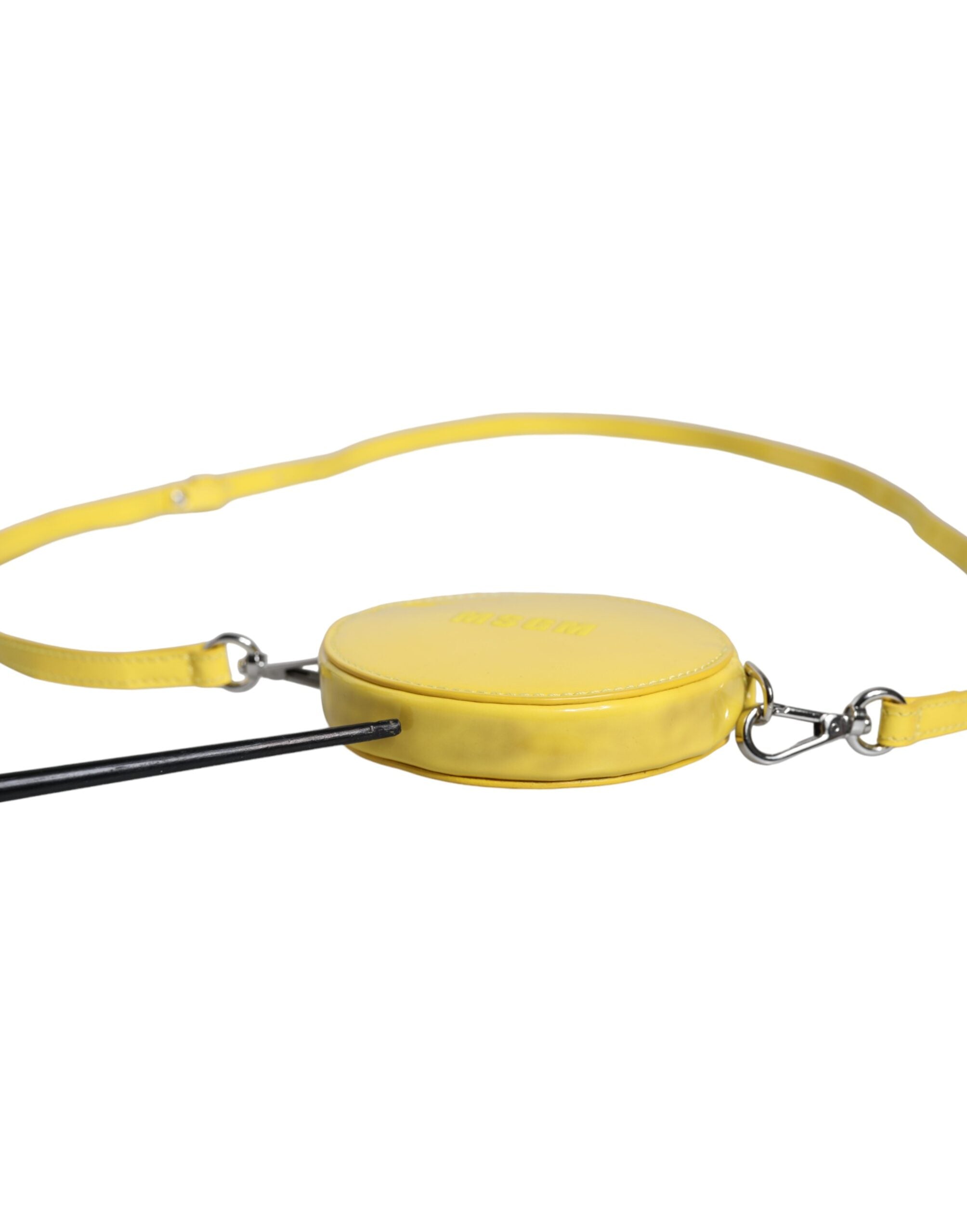 MSGM Yellow Leather Logo Crossbody Sling Shoulder Round Women's Bag (Pre-Owned)