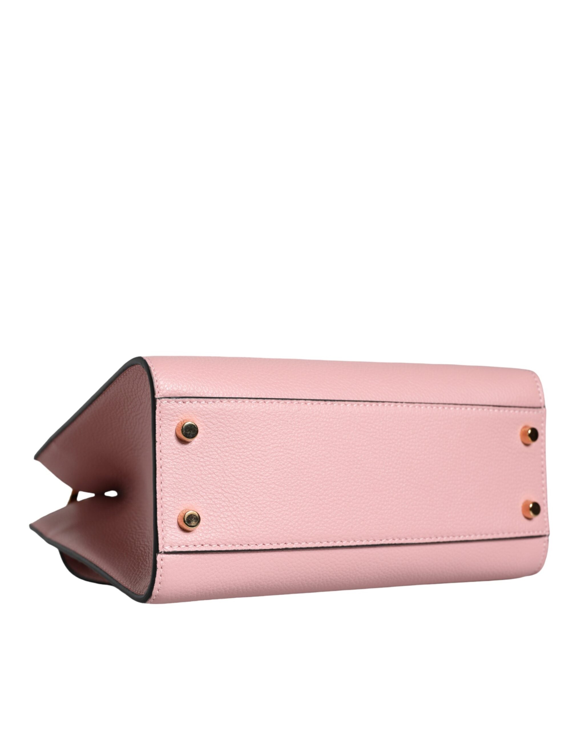 Versace Pink Small Top Handle Grainy Calf Leather Crossbody Women's Bag