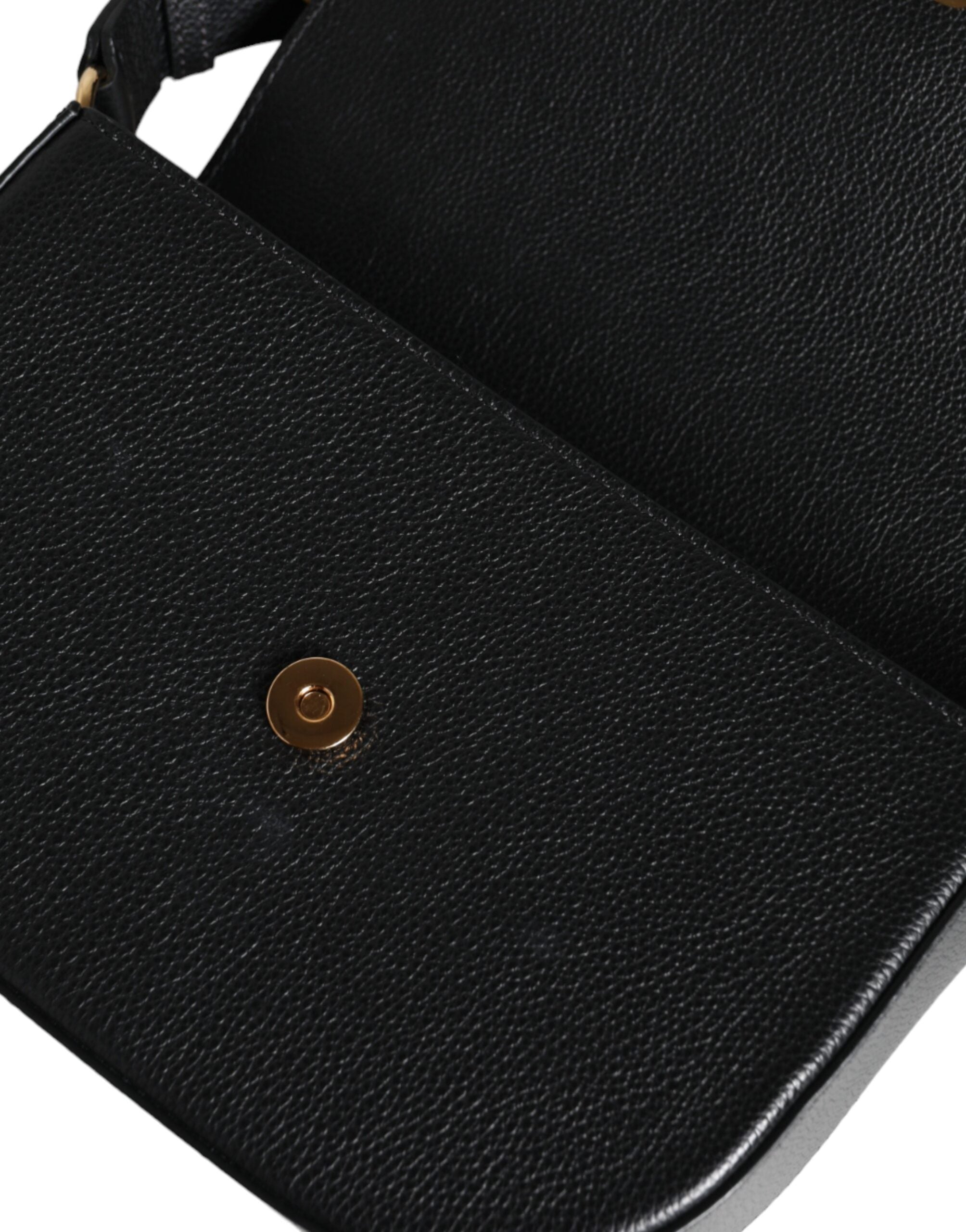 Versace Black Grainy Calf Leather Logo Crossbody Shoulder Women's Bag