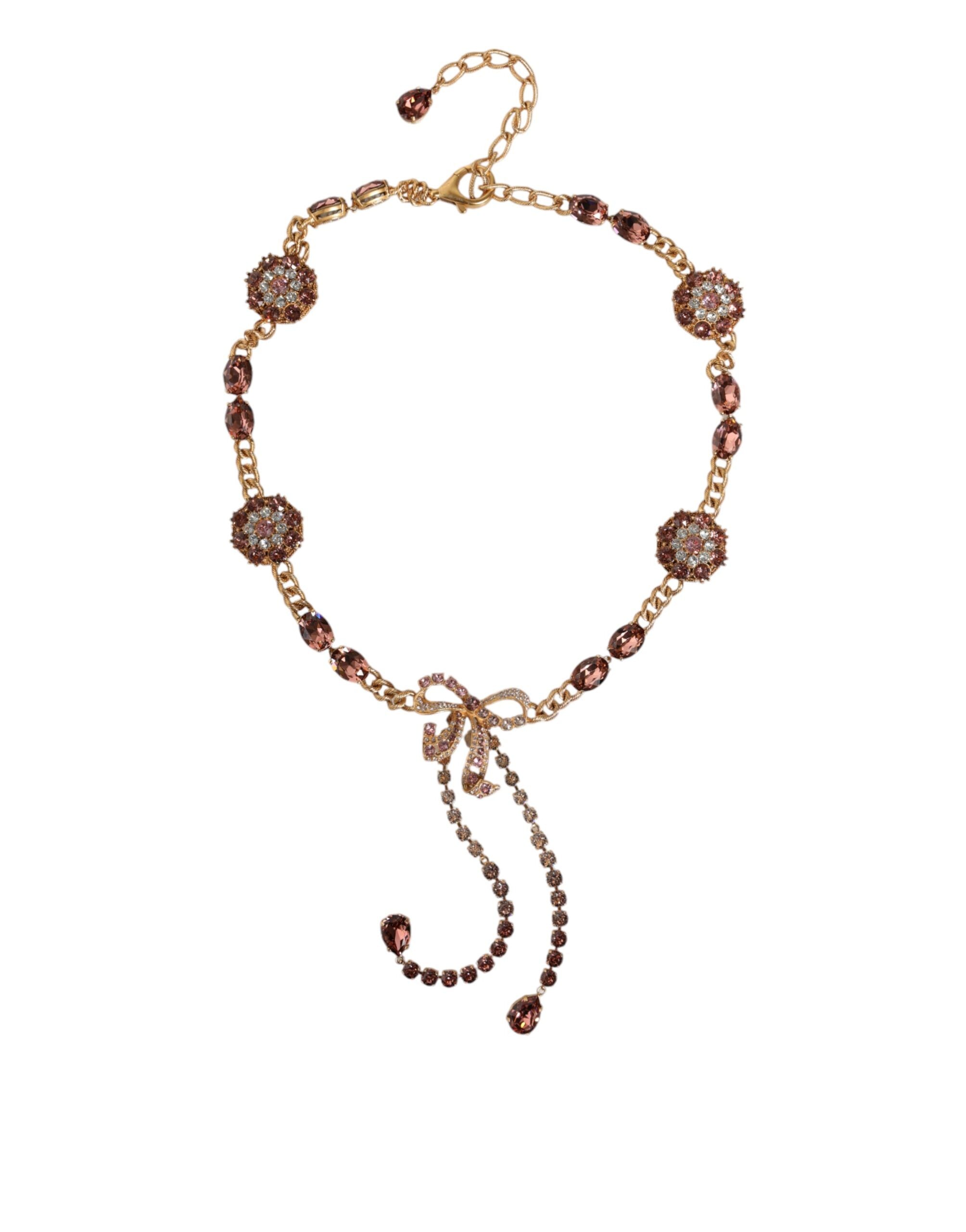 Dolce & Gabbana Gold Tone Brass Crystal Embellished Women's Belt