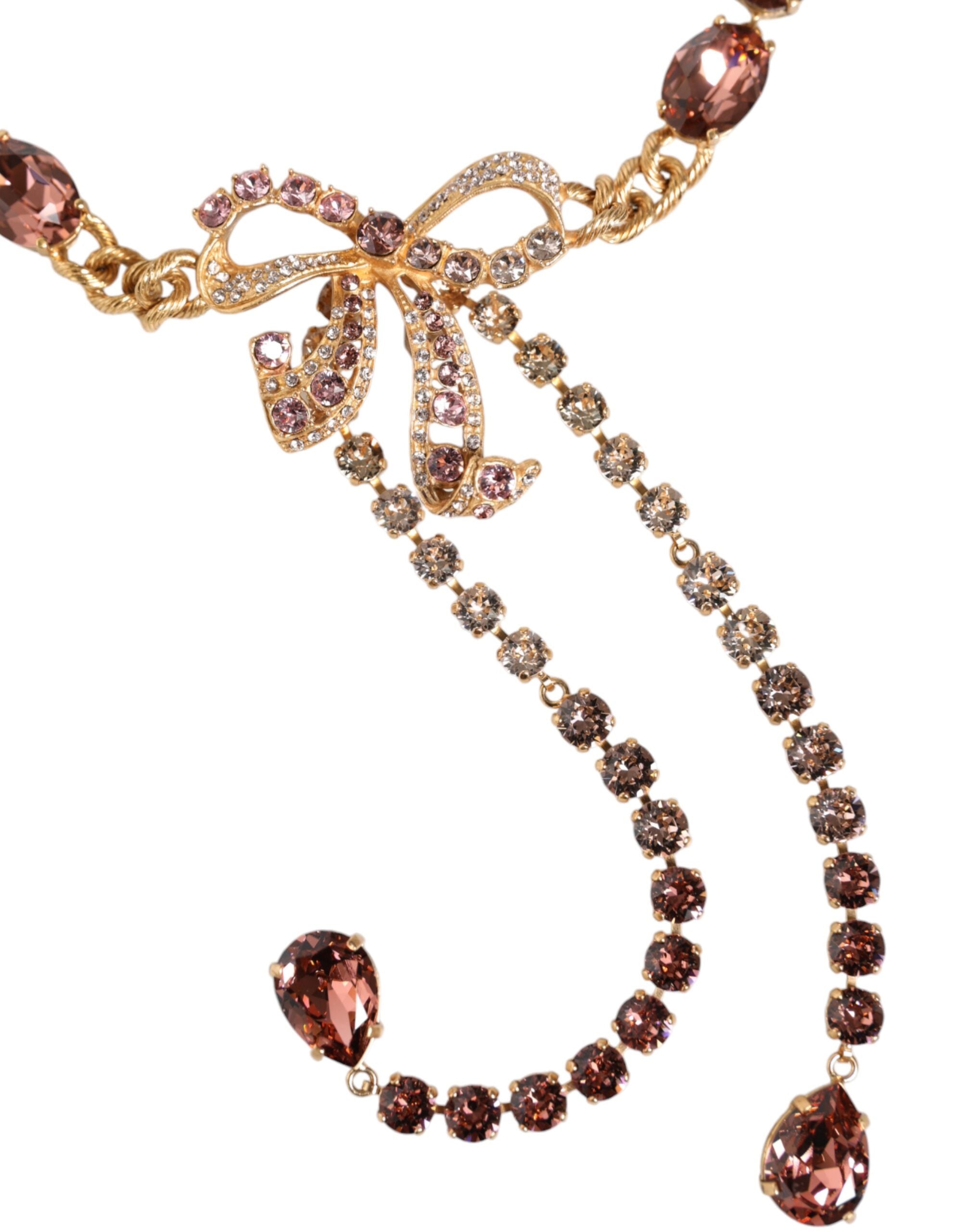 Dolce & Gabbana Gold Tone Brass Crystal Embellished Women's Belt