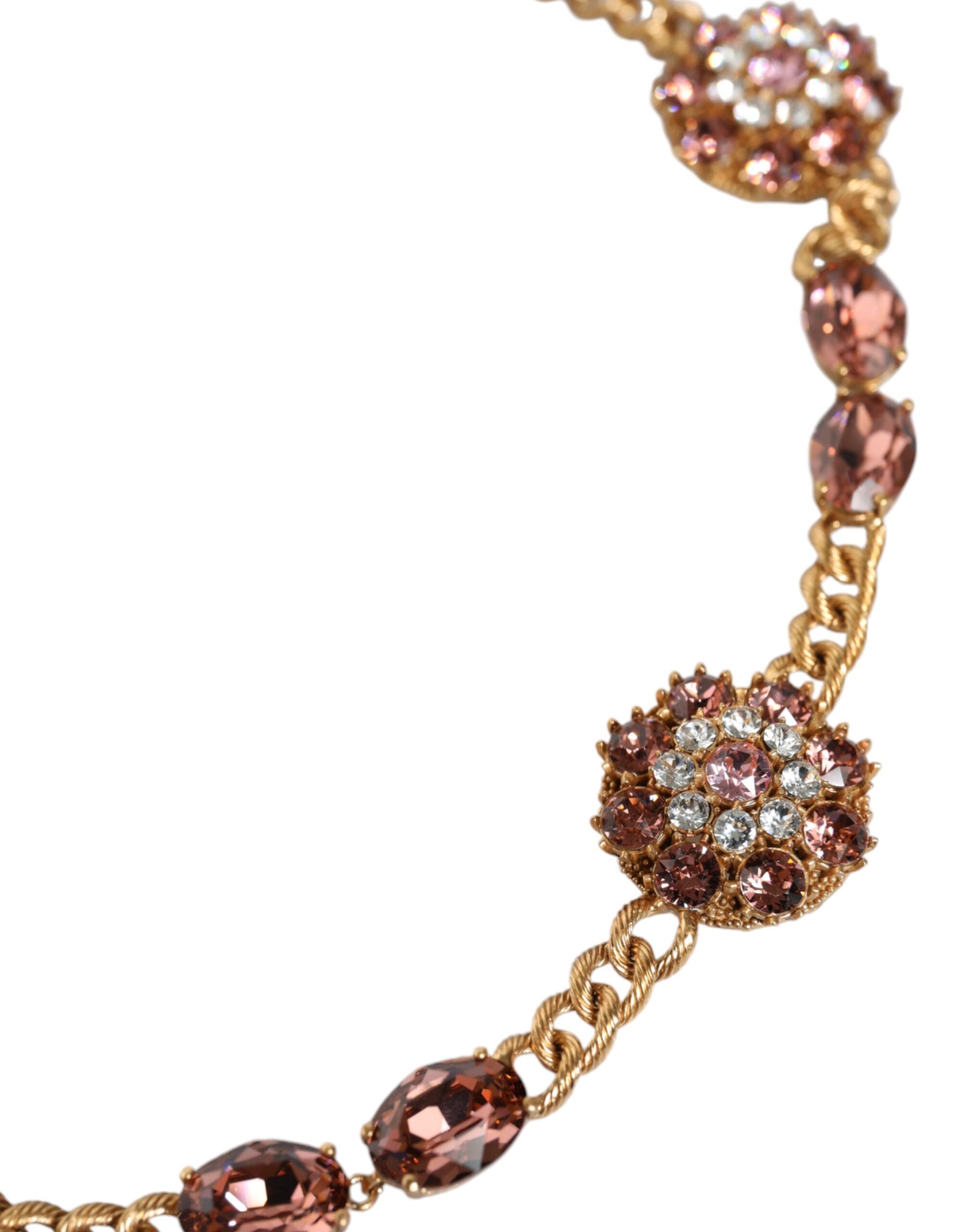 Dolce & Gabbana Gold Tone Brass Crystal Embellished Women's Belt