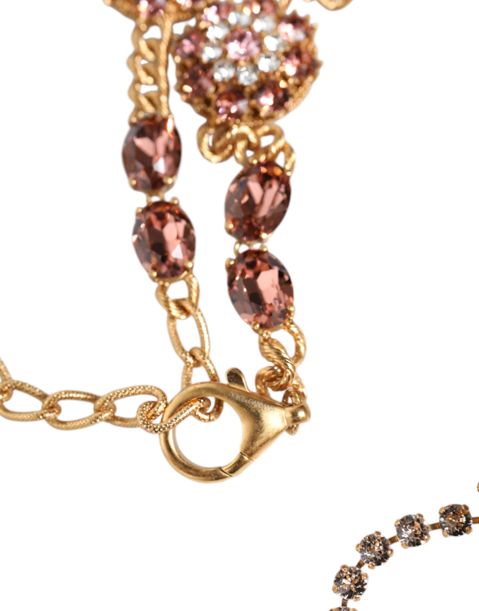 Dolce & Gabbana Gold Tone Brass Crystal Embellished Women's Belt