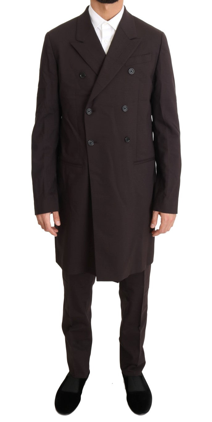 Dolce & Gabbana Bordeaux Wool Stretch Long 3 Piece Men's Suit