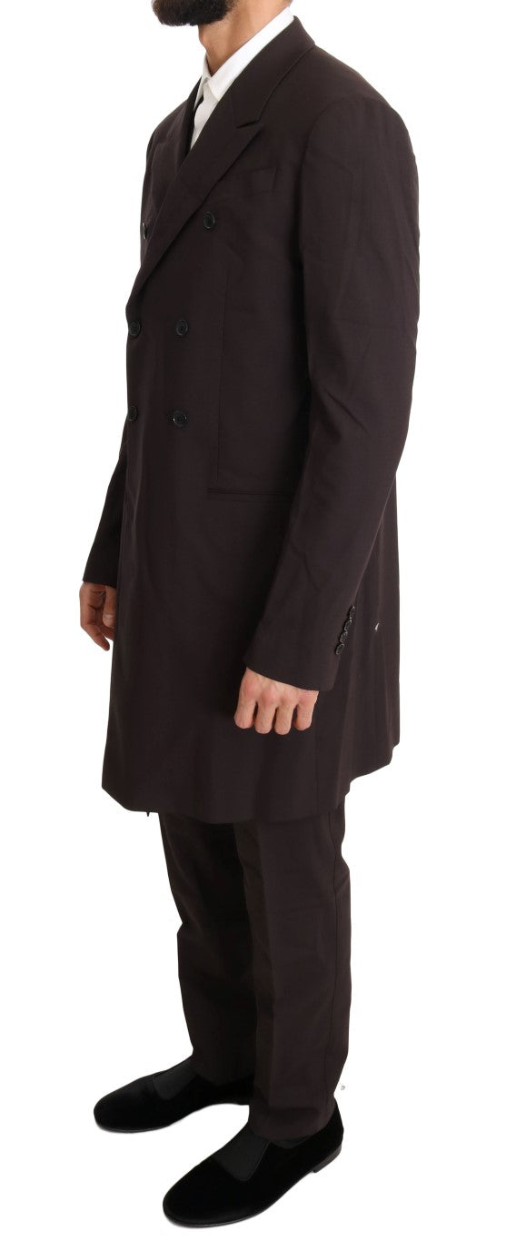 Dolce & Gabbana Bordeaux Wool Stretch Long 3 Piece Men's Suit