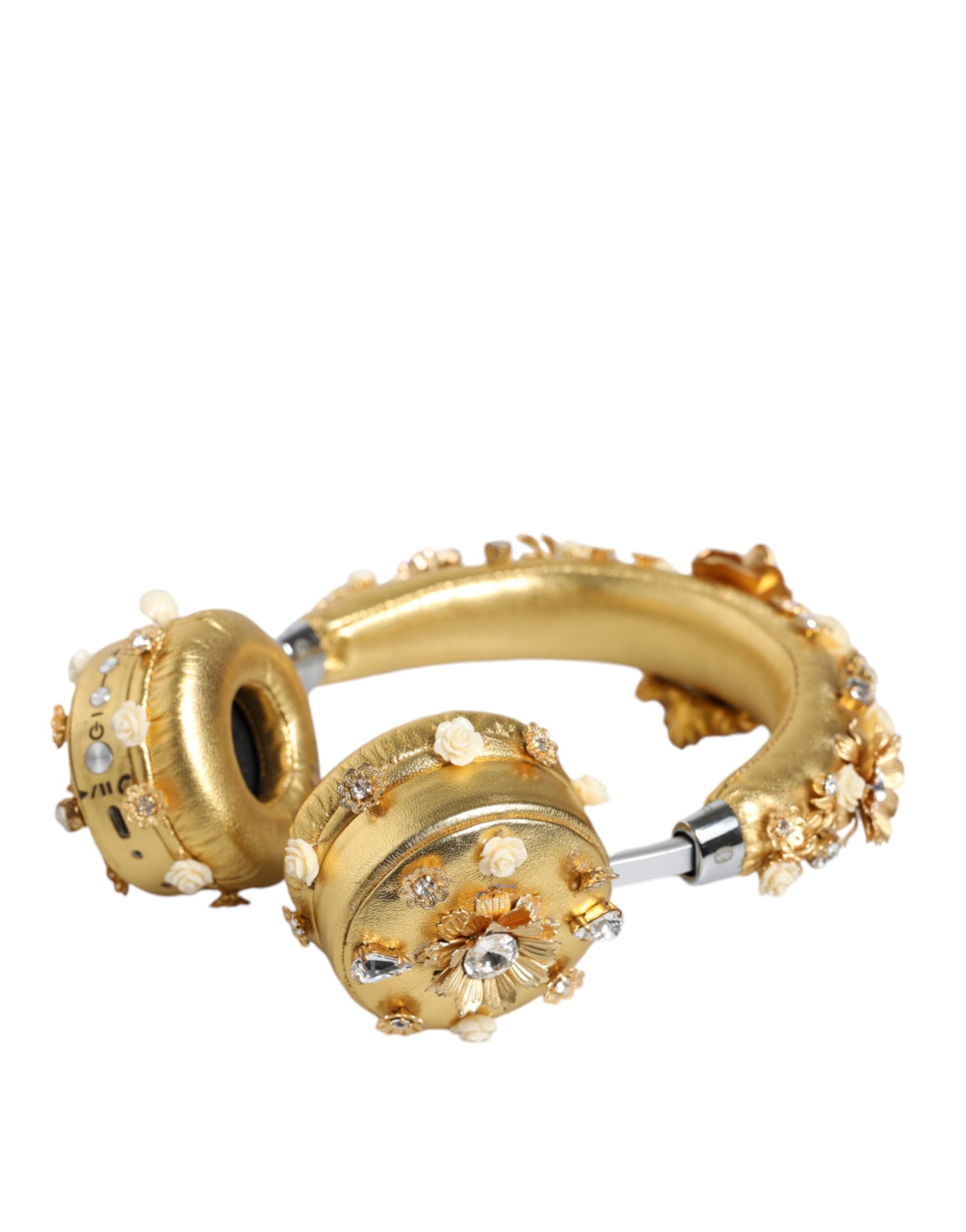 Dolce & Gabbana Gold Leather Floral Crystal Angel Women's Headphones (Pre-Owned)