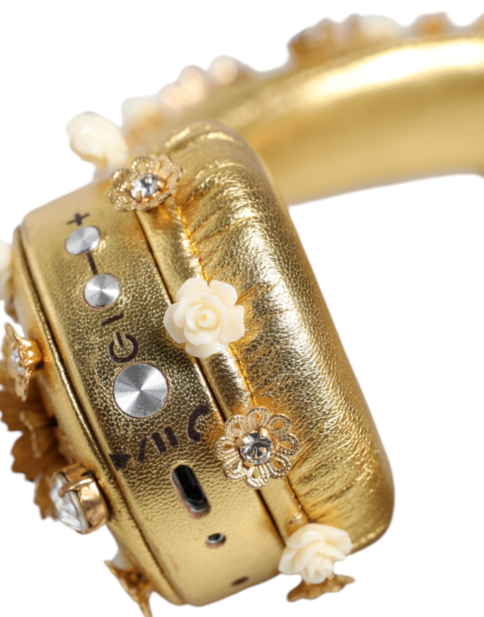 Dolce & Gabbana Gold Leather Floral Crystal Angel Women's Headphones (Pre-Owned)