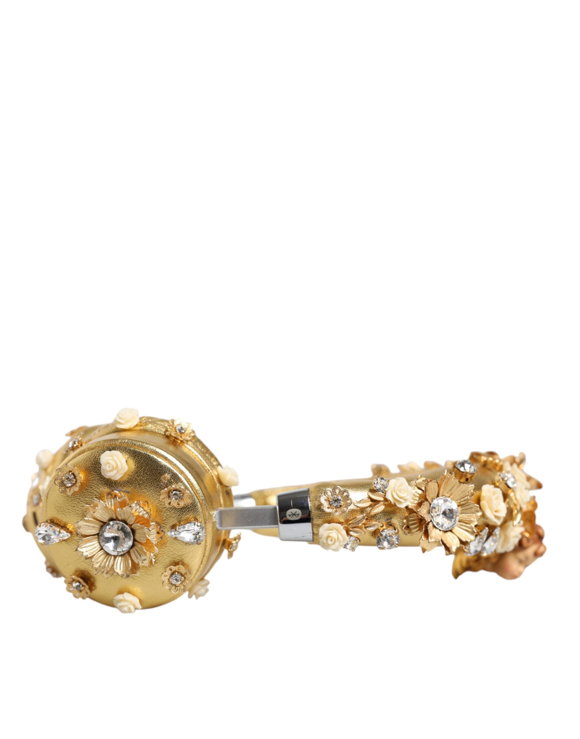 Dolce & Gabbana Gold Leather Floral Crystal Angel Women's Headphones (Pre-Owned)