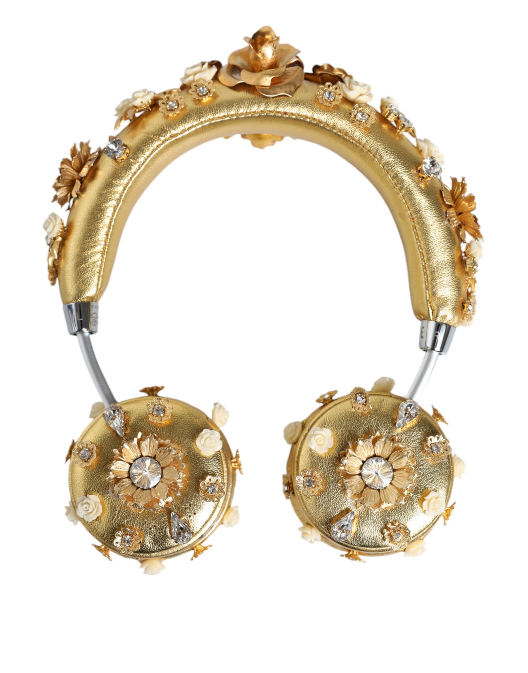 Dolce & Gabbana Gold Leather Floral Crystal Angel Women's Headphones (Pre-Owned)