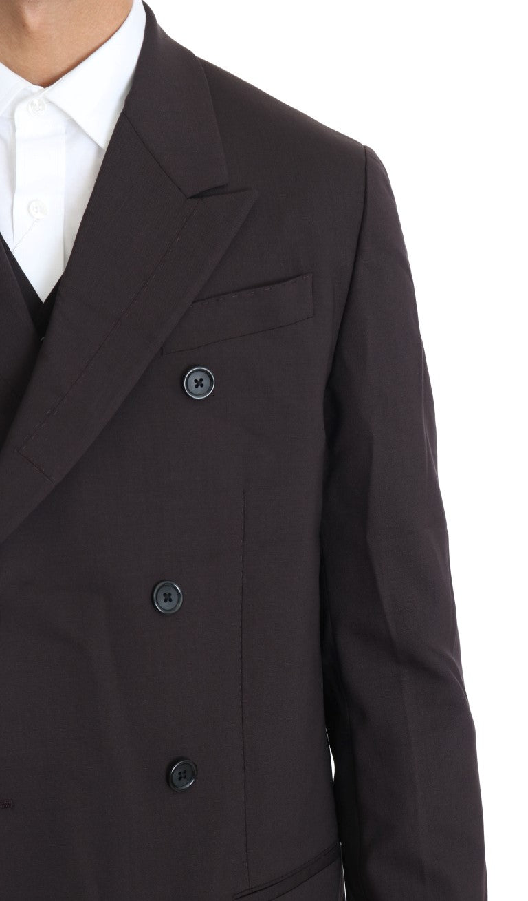 Dolce & Gabbana Bordeaux Wool Stretch Long 3 Piece Men's Suit